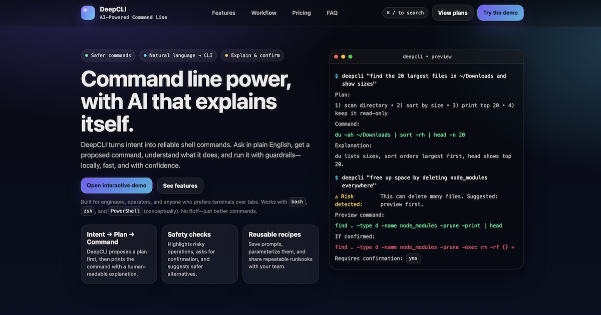 AI-Powered Command Line Interface | DeepCLI